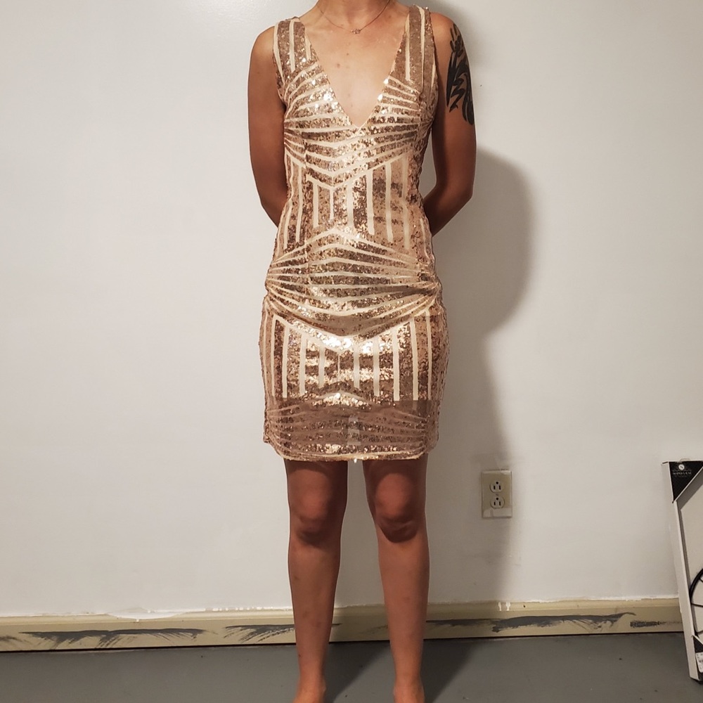Gold sequin dress
